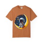 Front view of yam garment-dyed unisex t-shirt with Astronaut on Moon design