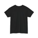 Back view of black unisex heavy cotton t-shirt with "Attitude is Everything" design