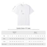 Comfort Colors 1717 unisex garment-dyed t-shirt size guide with measurements