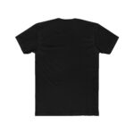 Back view of solid black unisex cotton crew tee with "Work Hard" design