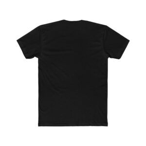 Back view of solid black unisex cotton crew tee with "Work Hard" design