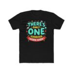 Front view of solid black unisex cotton crew tee with "Work Hard" design