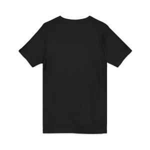 Back view of black unisex jersey short sleeve v-neck tee with "I Talk To Myself" design - Aztren