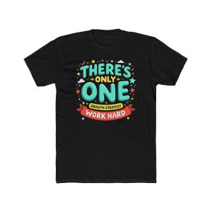 Front view of solid black unisex cotton crew tee with "Work Hard" design - Aztren