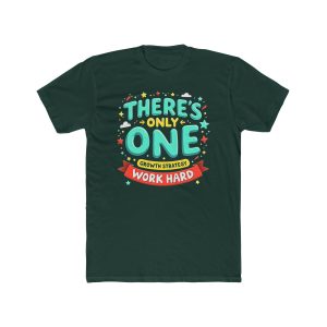 Front view of solid forest green unisex cotton crew tee with "Work Hard" design - Aztren